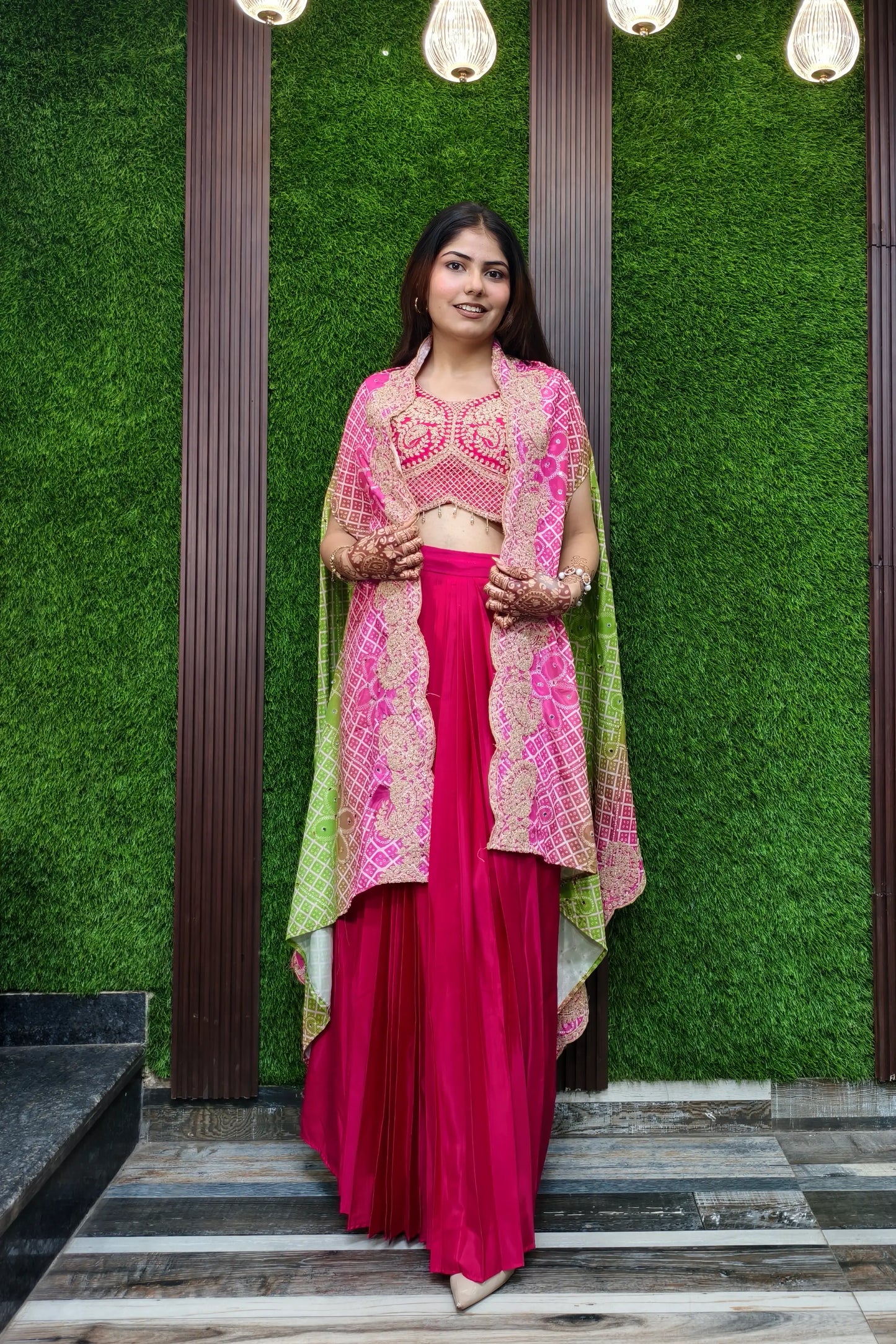 Indo Western dress with shrug in tie die shade