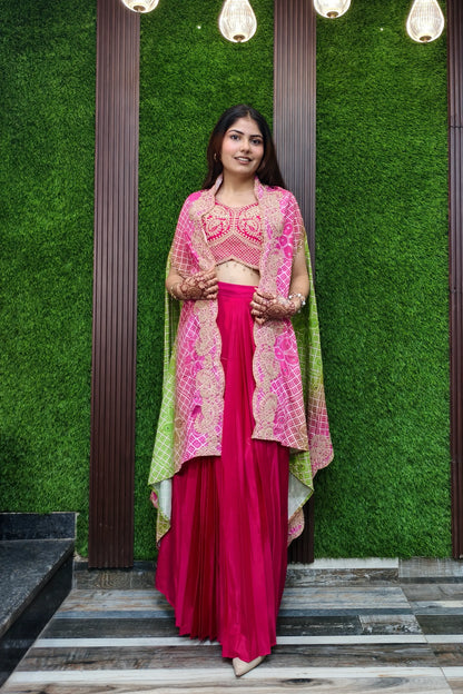 Indo Western dress with shrug in tie die shade