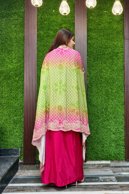 Indo Western dress with shrug in tie die shade