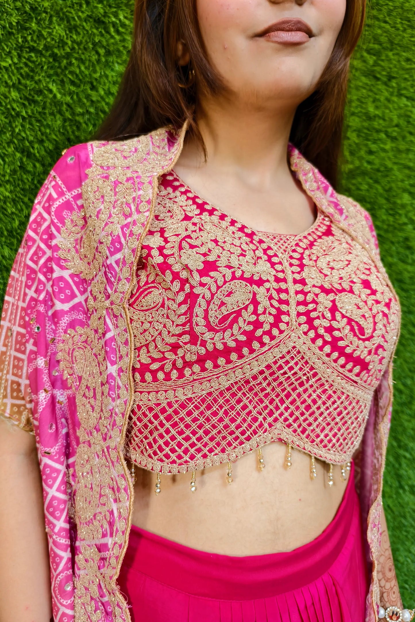 Indo Western dress with shrug in tie die shade