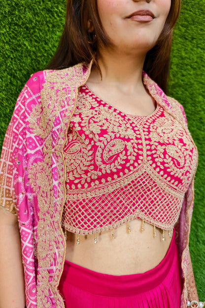 Indo Western dress with shrug in tie die shade