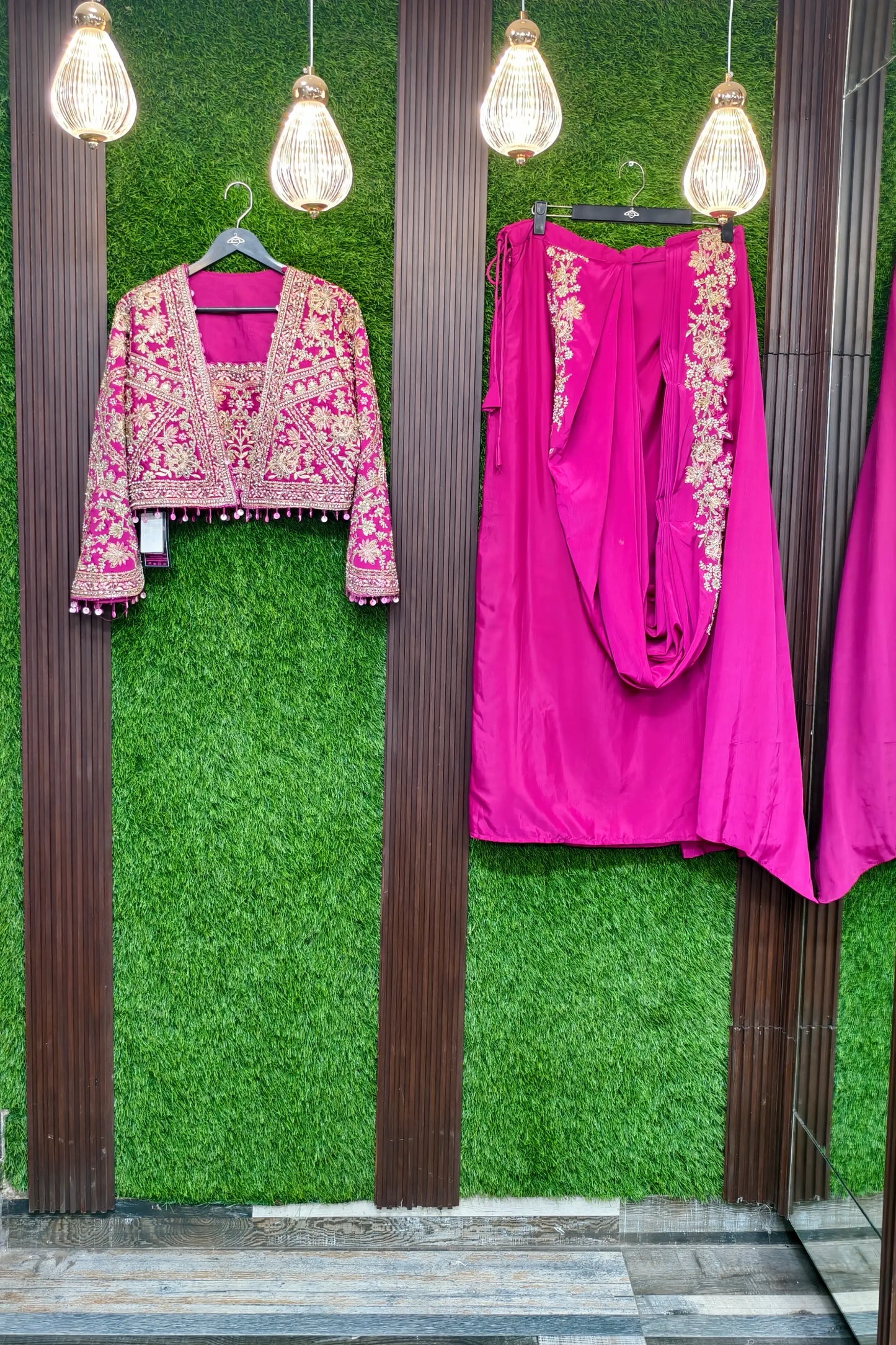 Designer Silk Embroidered Drape Saree with Stylish Separate Short Jacket For Enhancing Look
