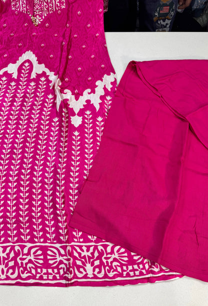 Digital Print Gajji Silk A-Line Palazzo Suit with Yoke Embroidery