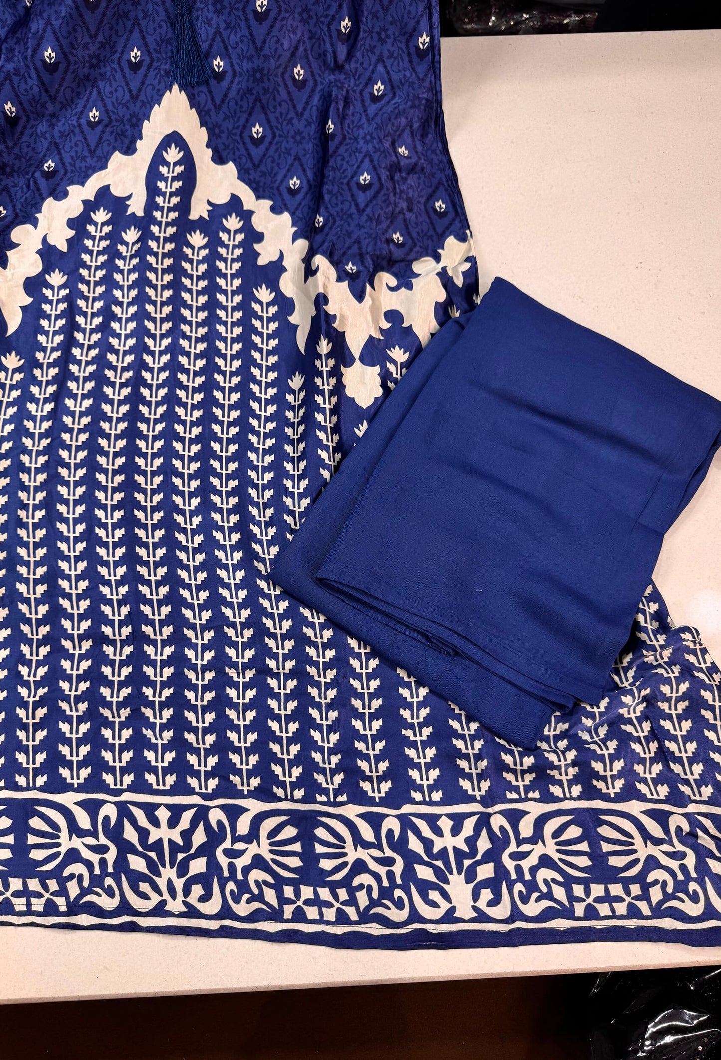 Digital Print Gajji Silk A-Line Palazzo Suit with Yoke Embroidery