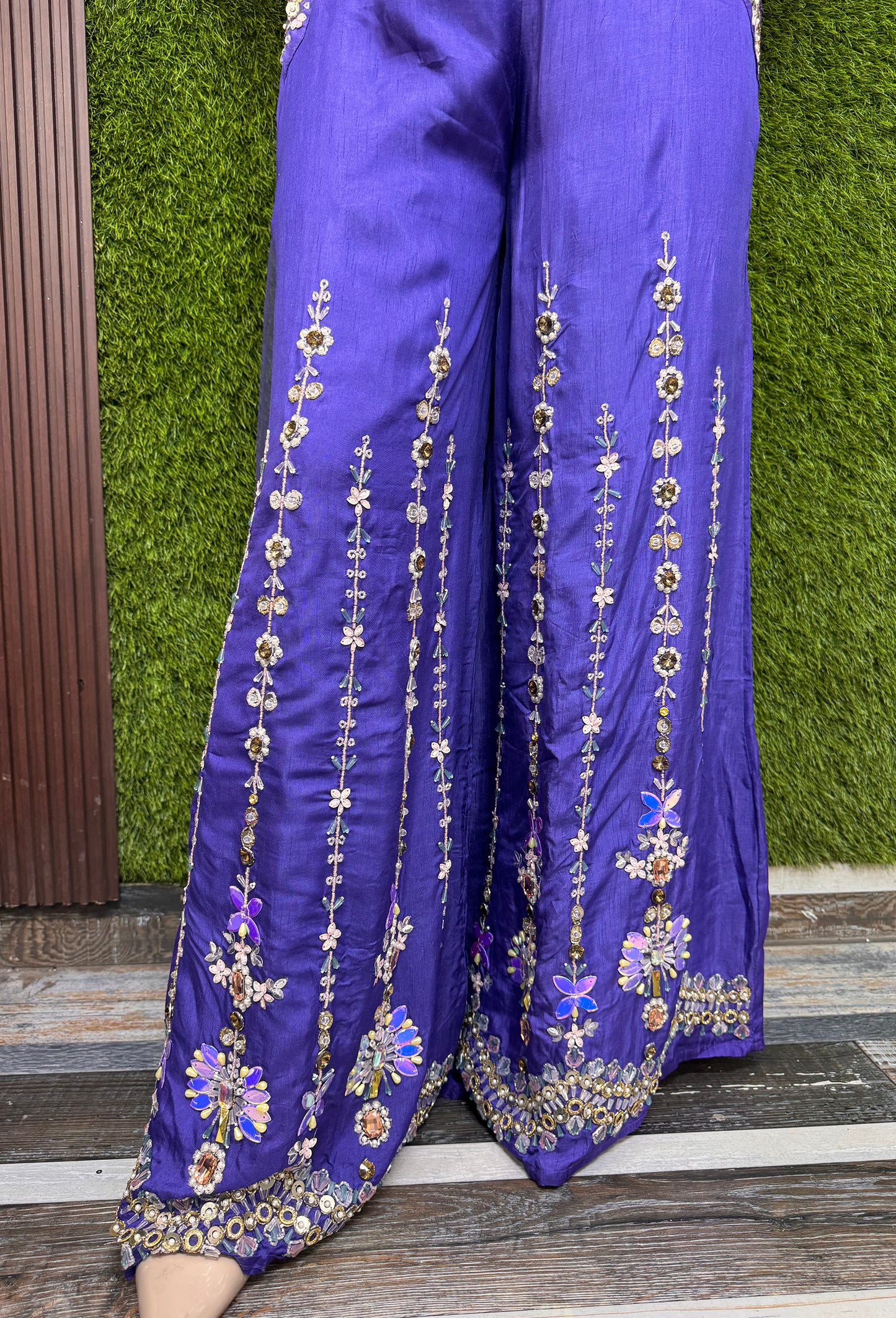 PDP Style Hand Work Crop Top Sharara With Choker Dupatta