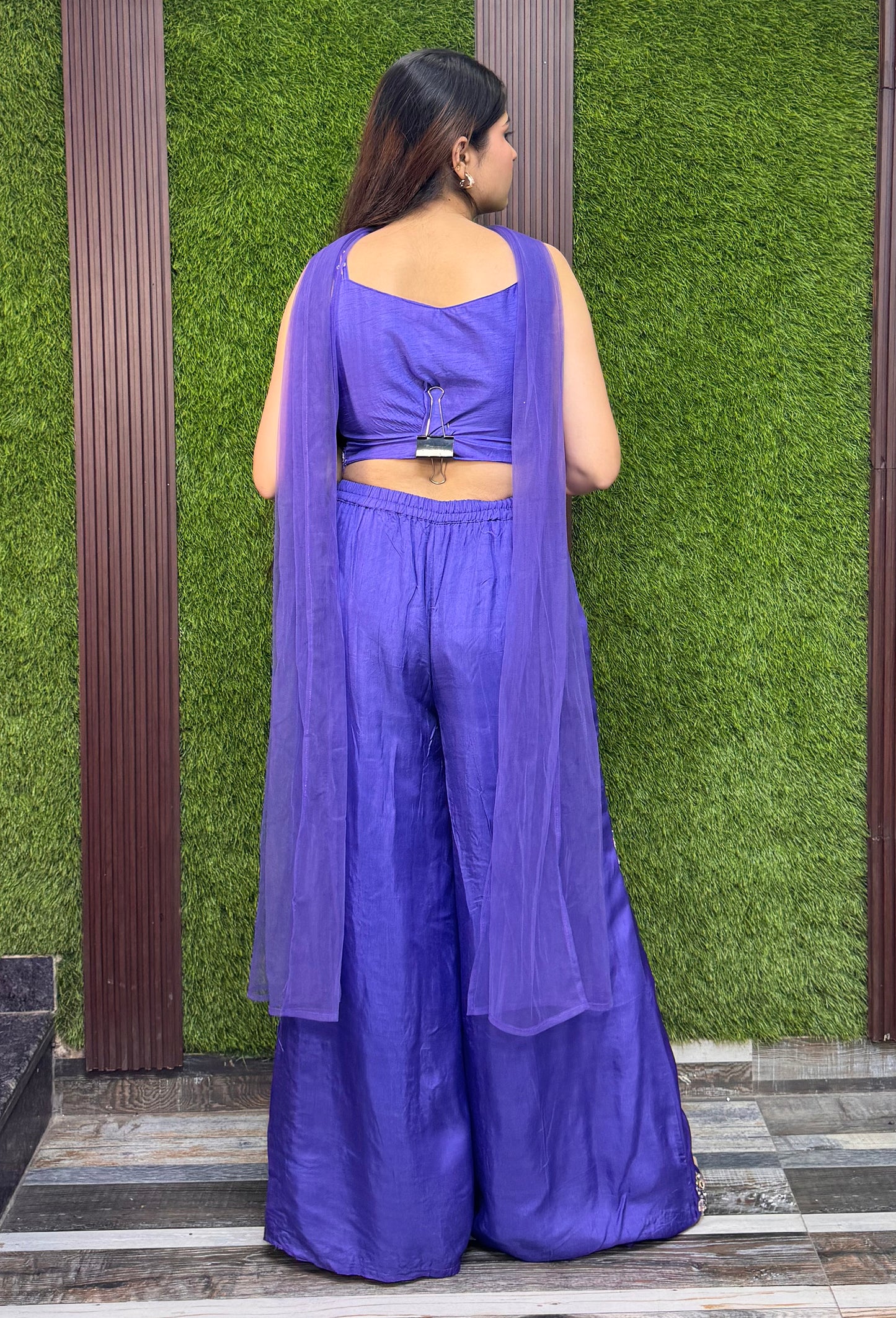 PDP Style Hand Work Crop Top Sharara With Choker Dupatta