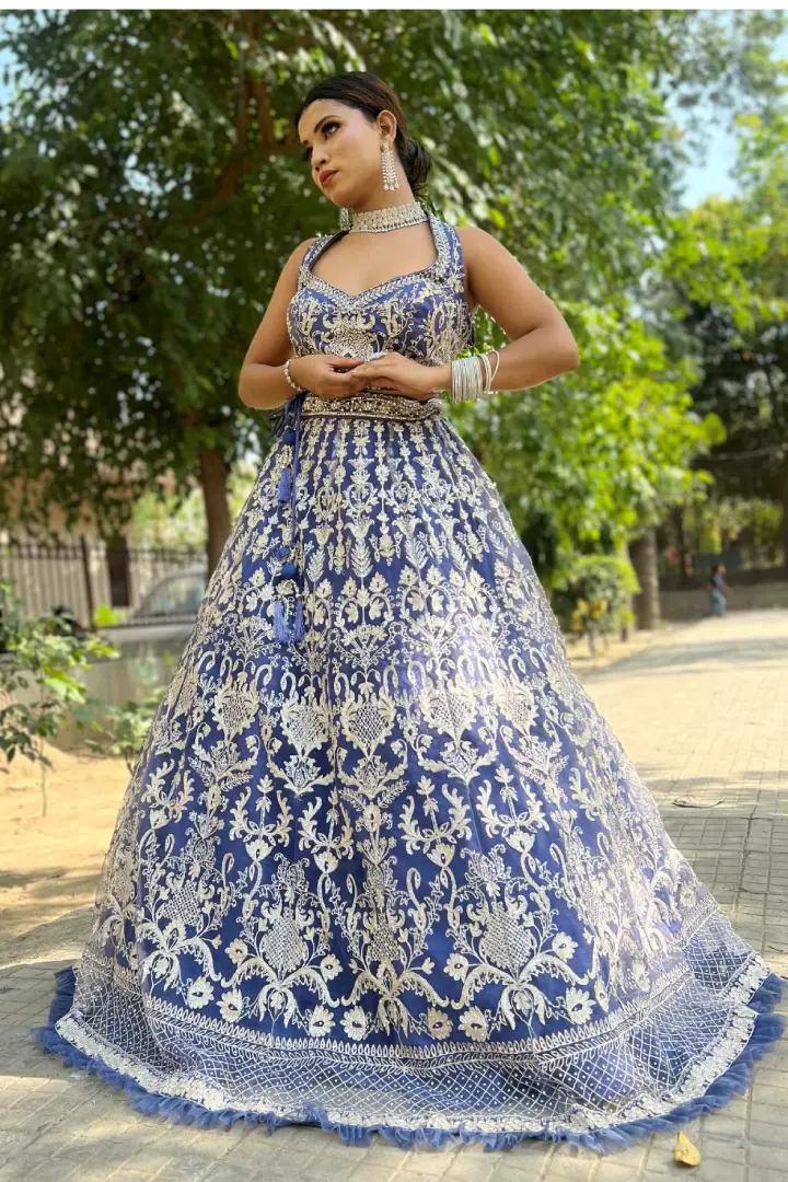 Party Wear Net Ladies Royal Blue Designer Lehenga Choli at Rs 3850 in Surat