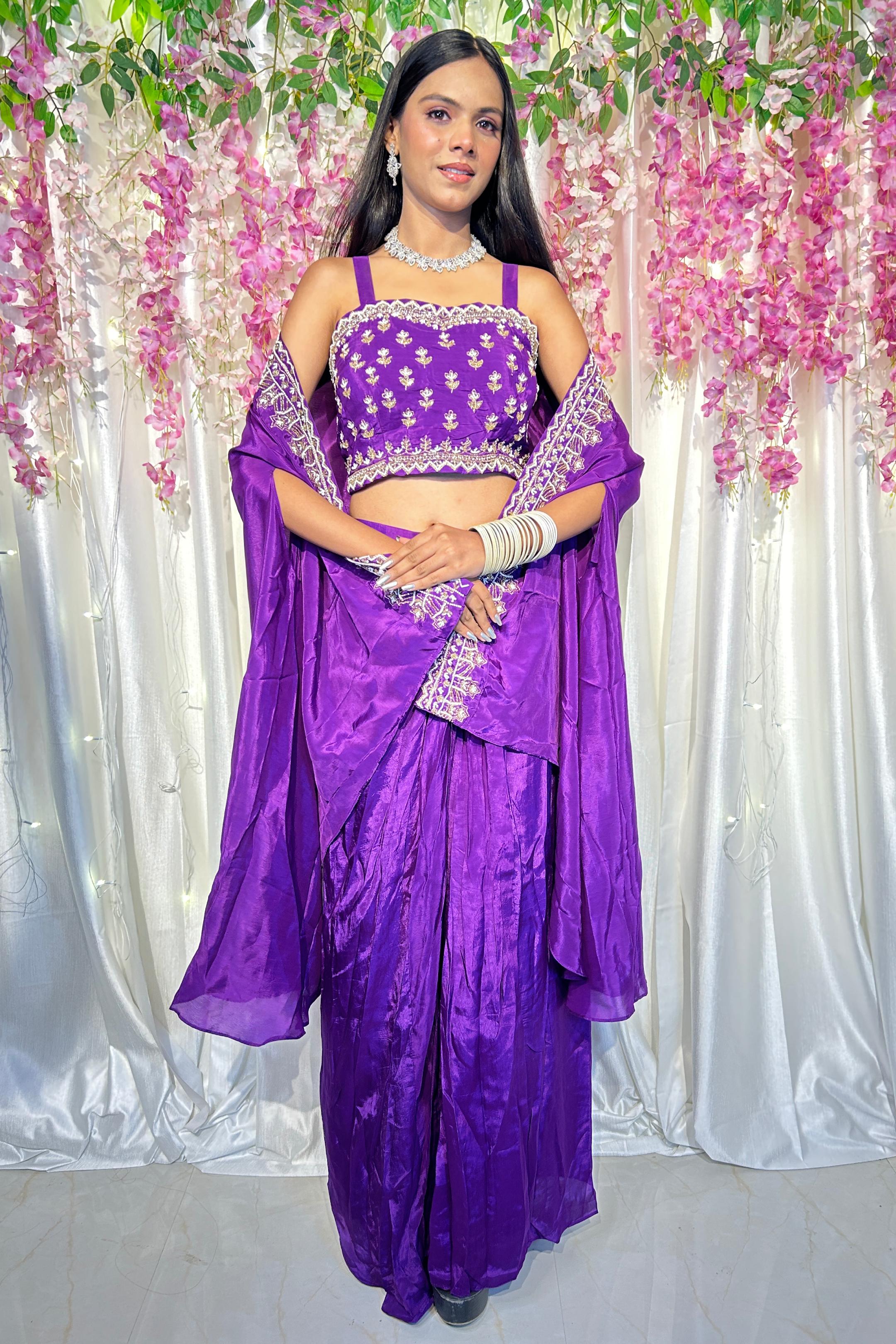 Indo Western 3 Piece Dress with Shrug In Purple Spend Worth Clothing All Rights Reserved