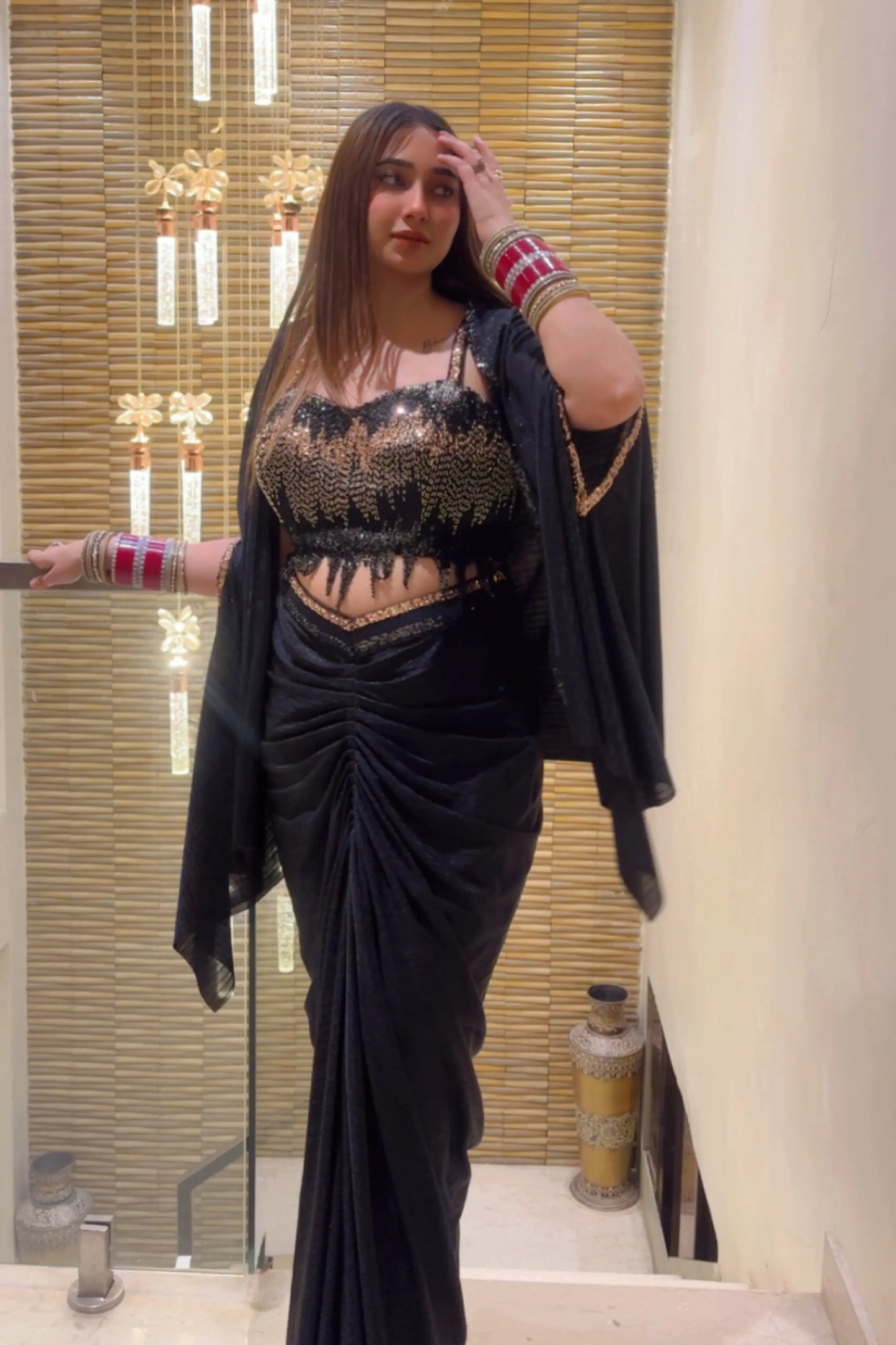 Beautiful Indo Western Dress With Shrug In Sequence Embroidery