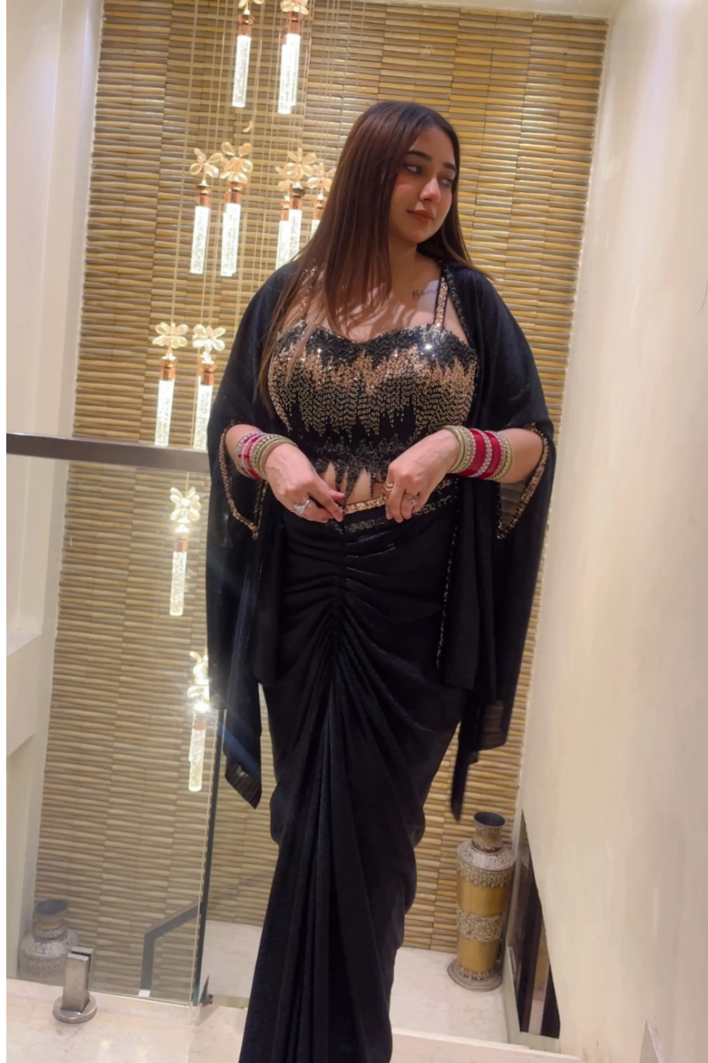 Beautiful Indo Western Dress With Shrug In Sequence Embroidery