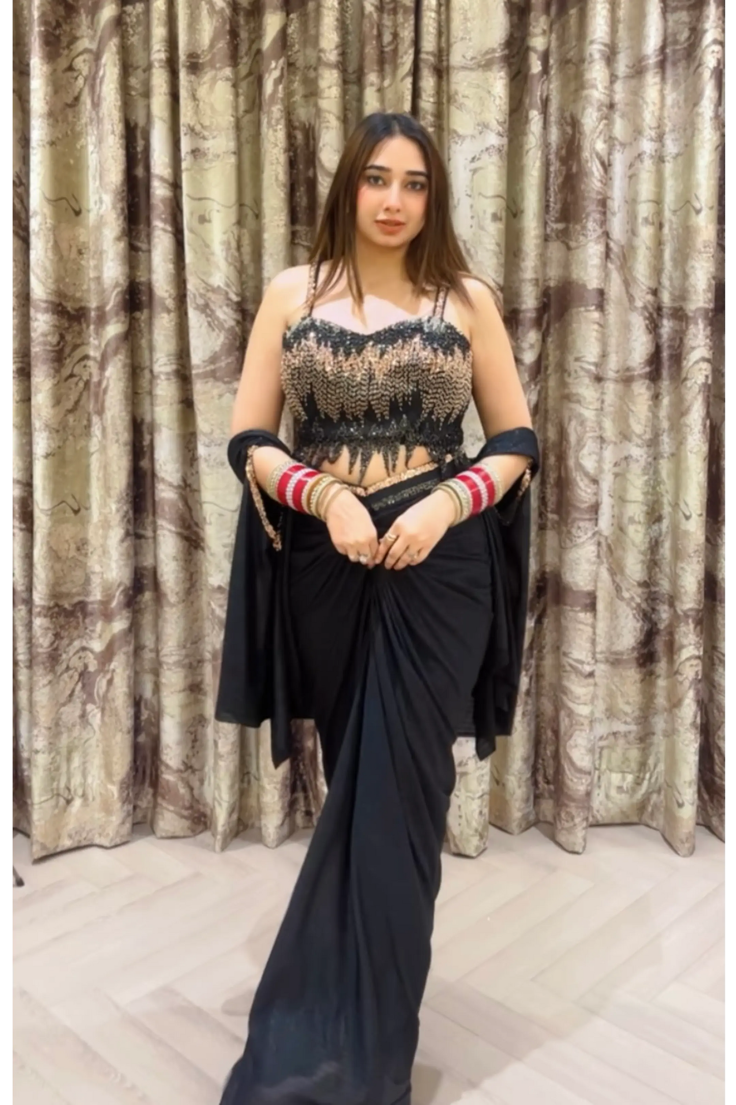 Beautiful Indo Western Dress With Shrug In Sequence Embroidery