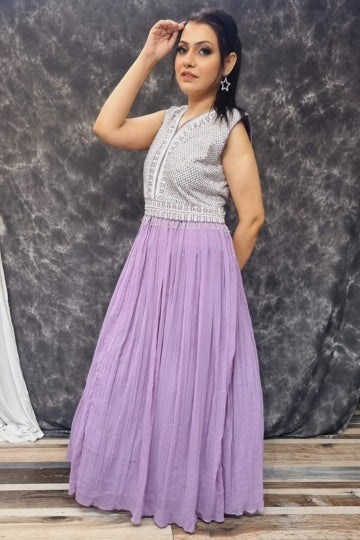 Partywear Designer Georgette Gown In lavender
