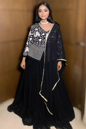 New Designer Party Wear Indo Western Outfits Bollywood Wedding Reception  Lehenga | eBay