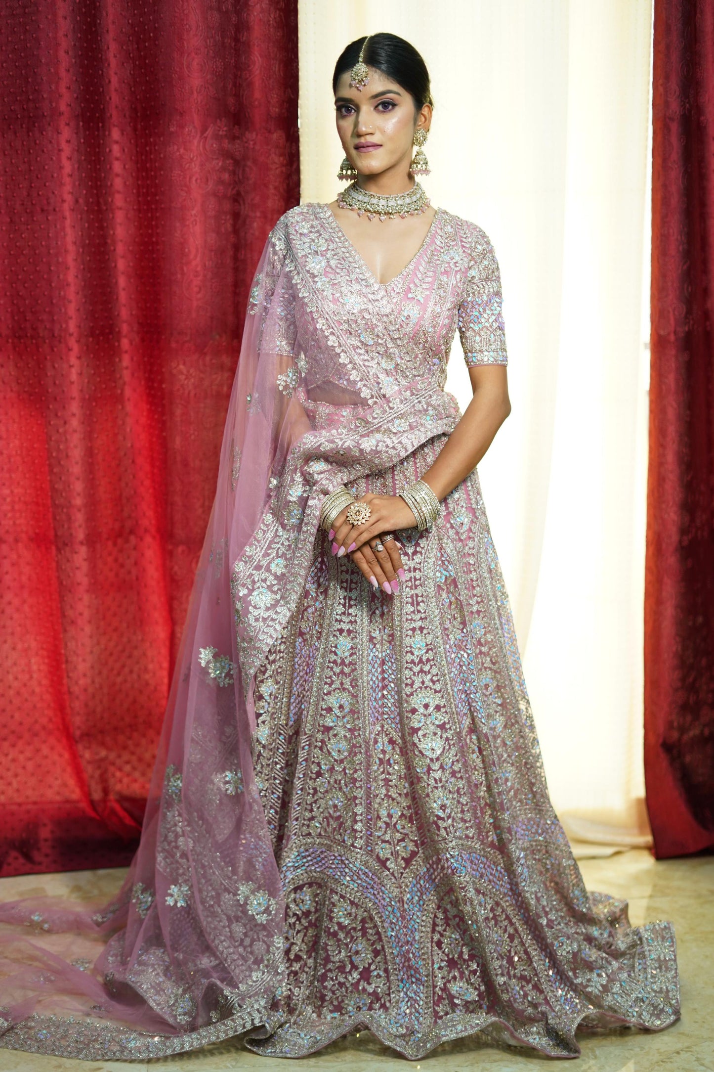 Heavy Zari Embroidered Full Flared Lehenga Choli On Net With Satin Inner