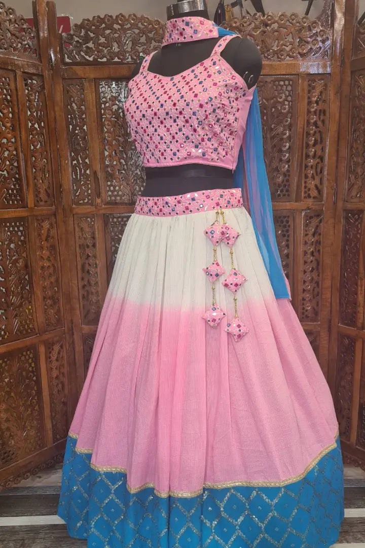 Spagheti Style Partywear Lehenga Choli In Contrast