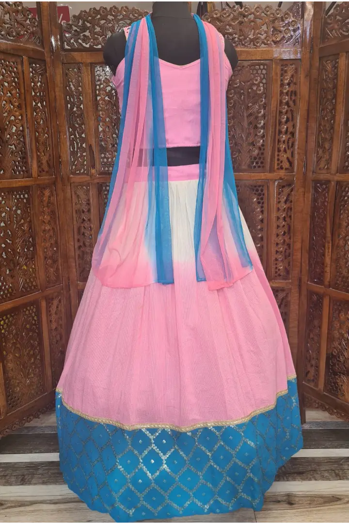 Buy Pink And Blue Lehenga/Pant Suit In USA, UK, Canada, Australia,  Newzeland online | Lehenga style, Blue lehenga, Lehenga choli