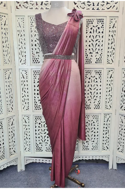 Readymade Belt Design Saree in Shaded Design