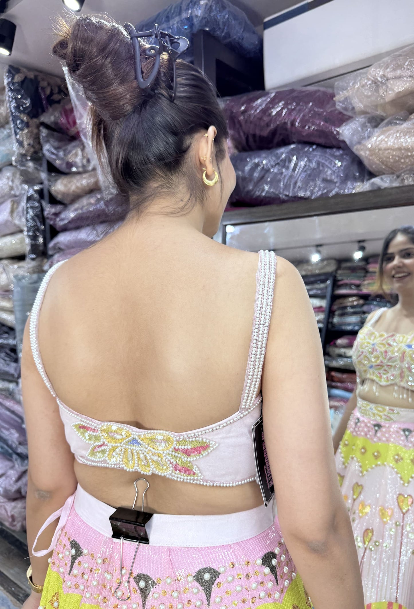PDP Style Didgital Printed Neon Lehenga Choli with Pearl Beaded Blouse & Contrast Dupatta