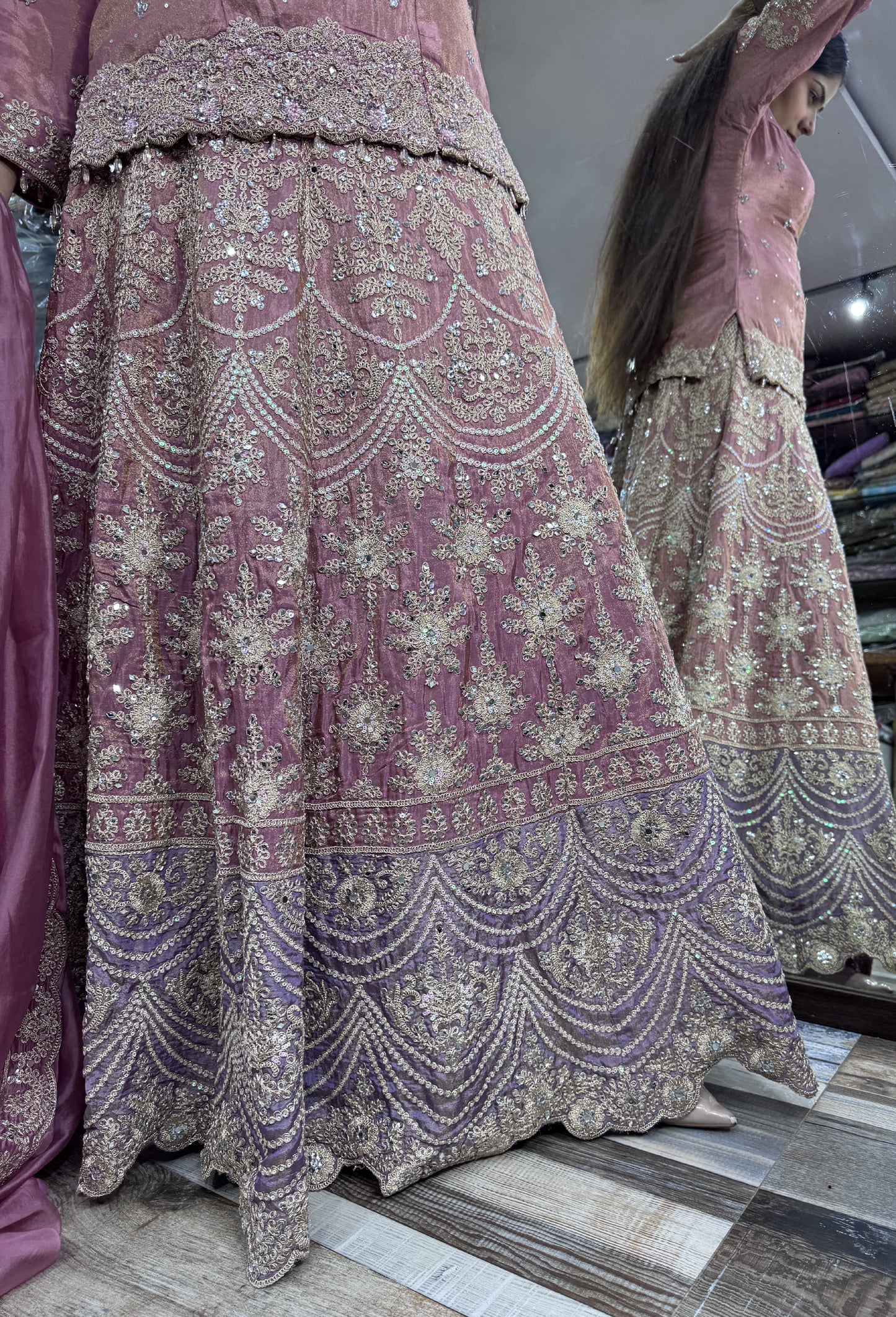 Designer Indo Western Lehenga Set with Embroidered Full Sleeves Short Shirt