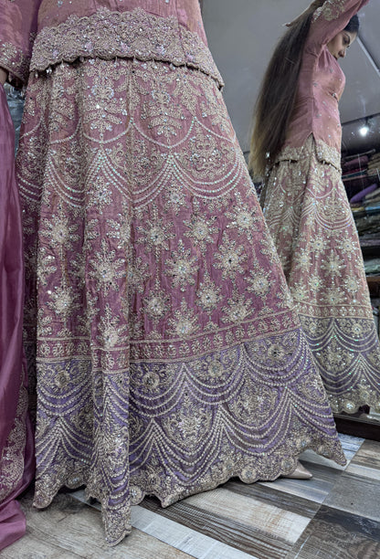 Designer Indo Western Lehenga Set with Embroidered Full Sleeves Short Shirt