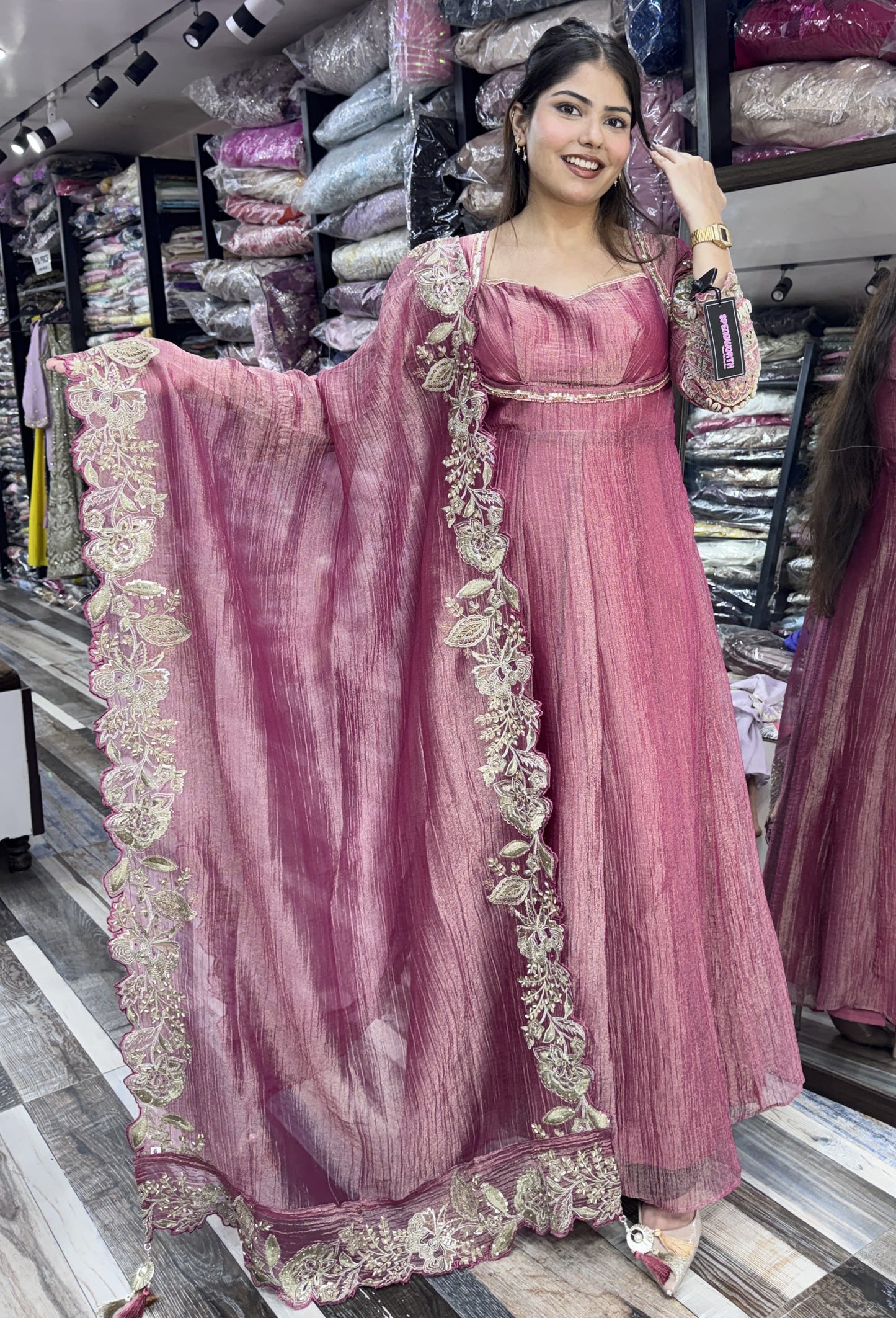 Designer Yoke Embroidered Suit Set with Cut Work Bordered Dupatta