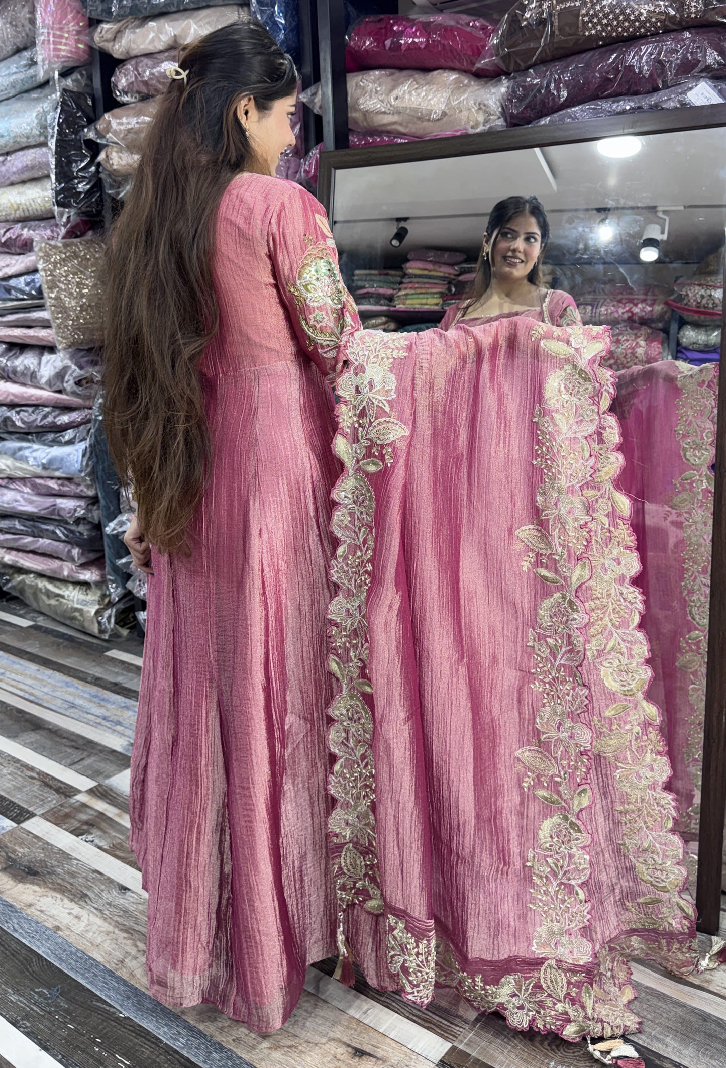 Designer Yoke Embroidered Suit Set with Cut Work Bordered Dupatta