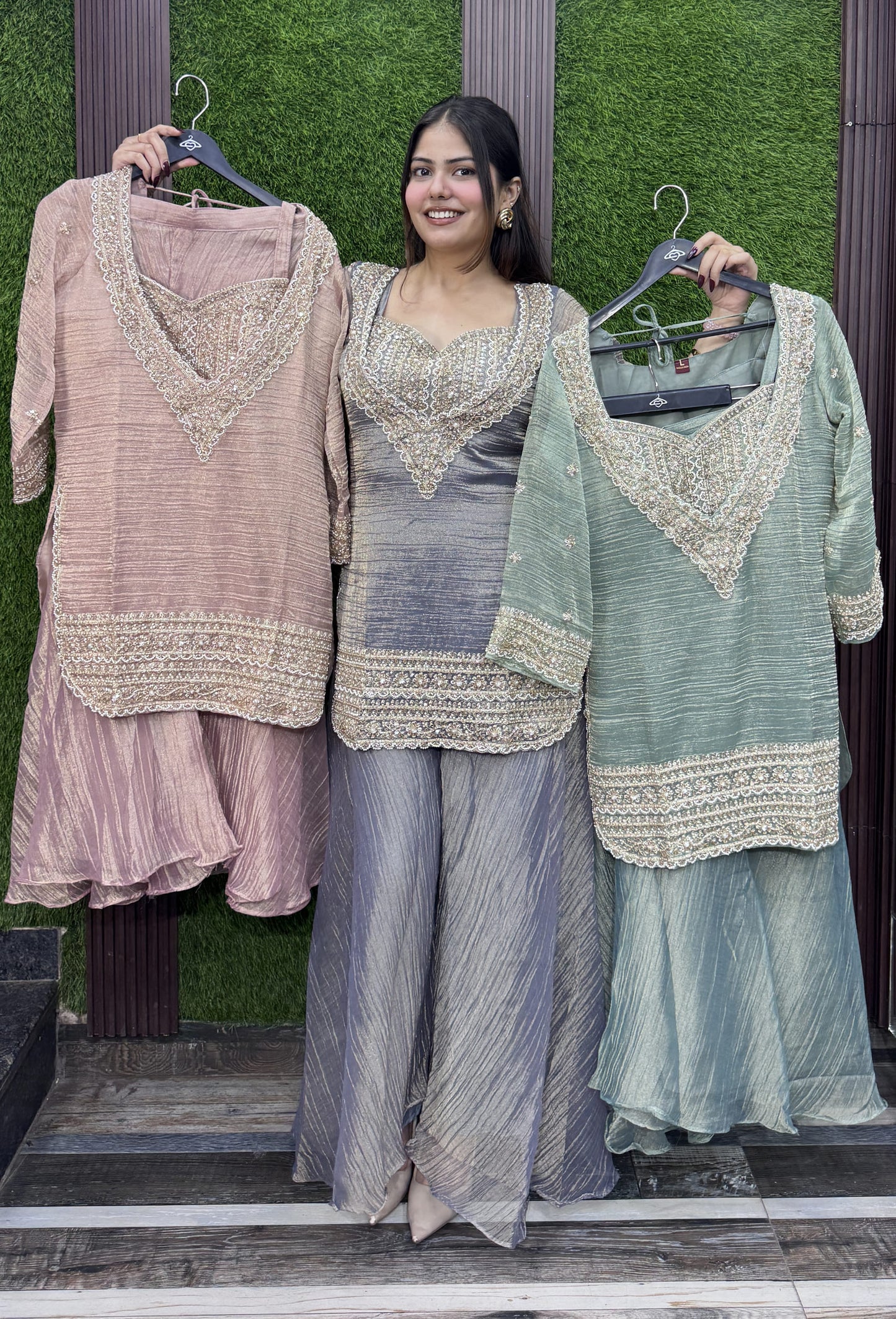 Bustier Style Embellished Cord Set with Plazo & Border Dupatta