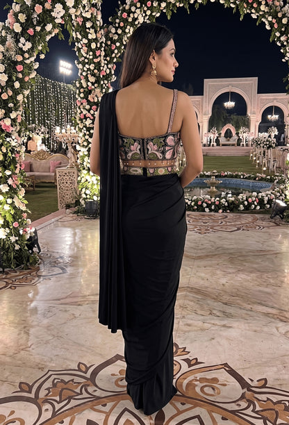 Designer Ready-to-Wear Drape Saree with Embroidered Waist Belt