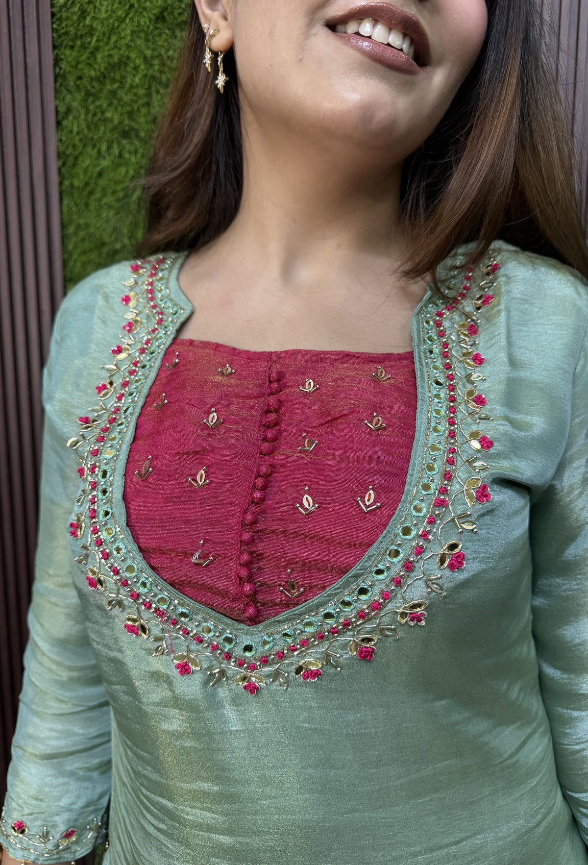 Designer Silk Suit Set with Organza Tie Die Dupatta