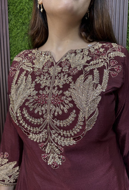 Designer Sharara Suit with Organza Border Dupatta