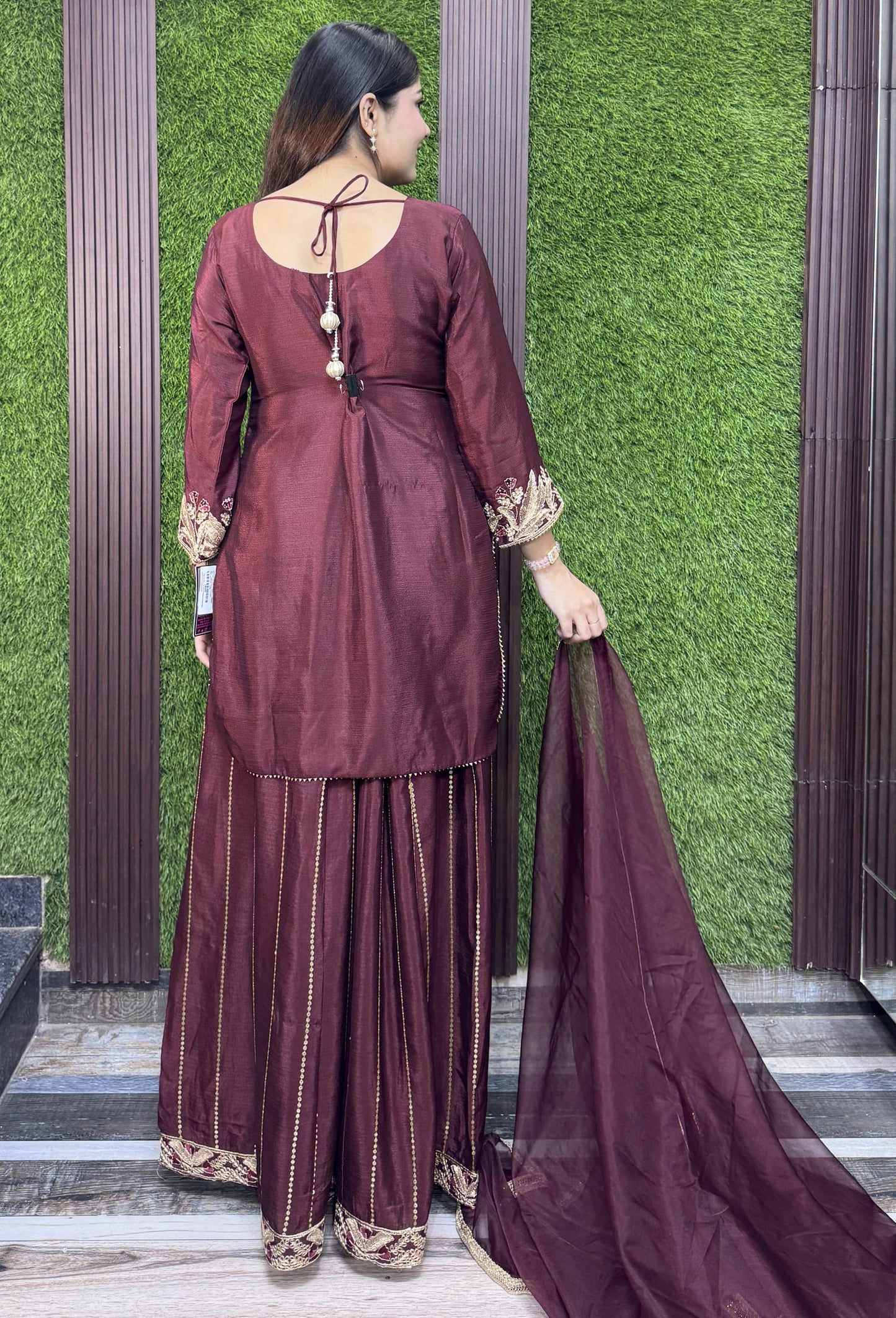 Designer Sharara Suit with Organza Border Dupatta