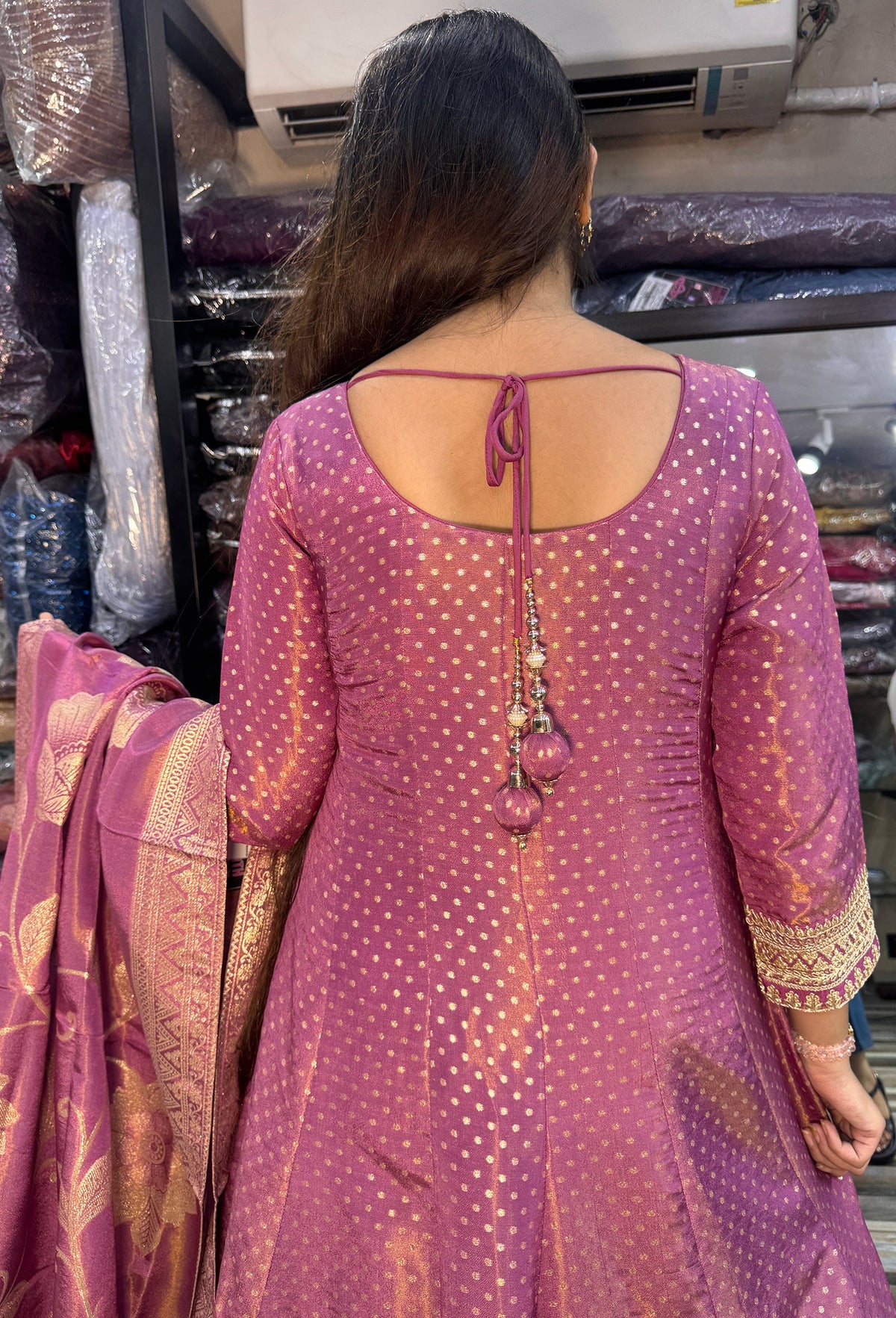 Pure Banarasi Gotta Work Embroidered Anarkali Dress with Dupatta