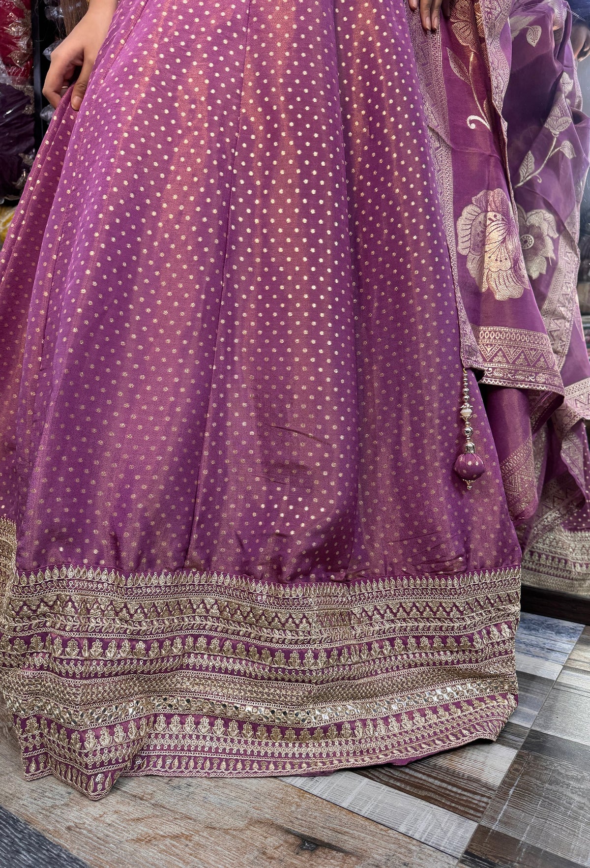 Pure Banarasi Gotta Work Embroidered Anarkali Dress with Dupatta