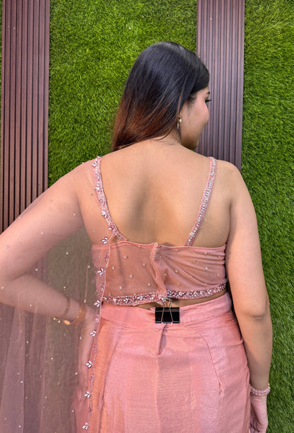 Girlish Style Spaghetti Style Indo Western Dress with Connected Dupatta