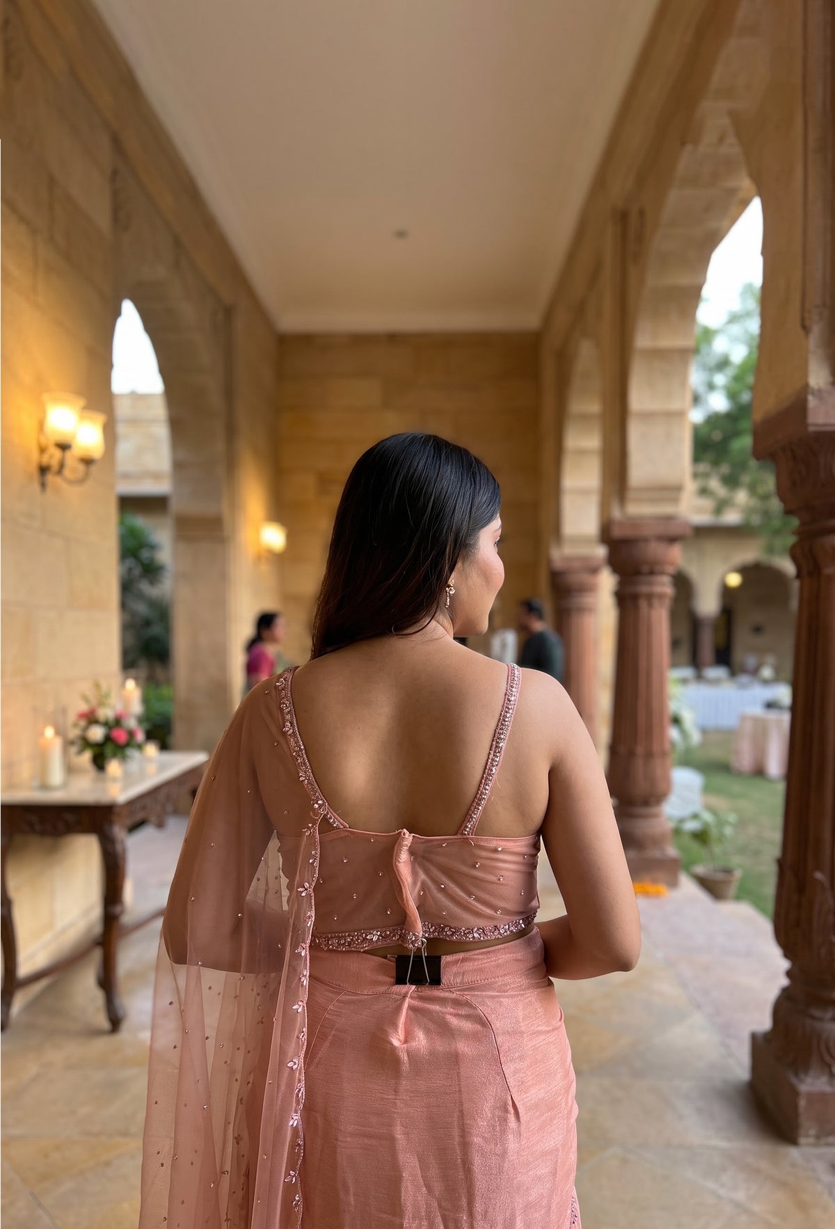 Girlish Style Spaghetti Style Indo Western Dress with Connected Dupatta