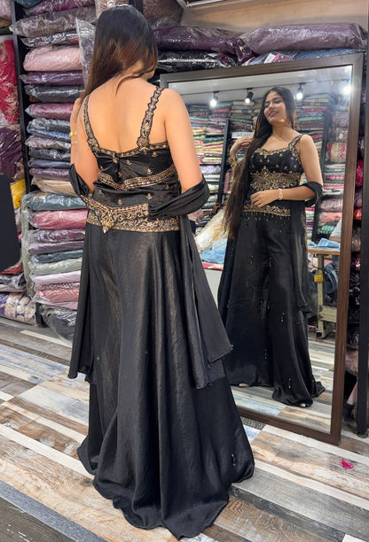 Girlish Designer Spaghetti Style Sharara Suit & Choker Dupatta