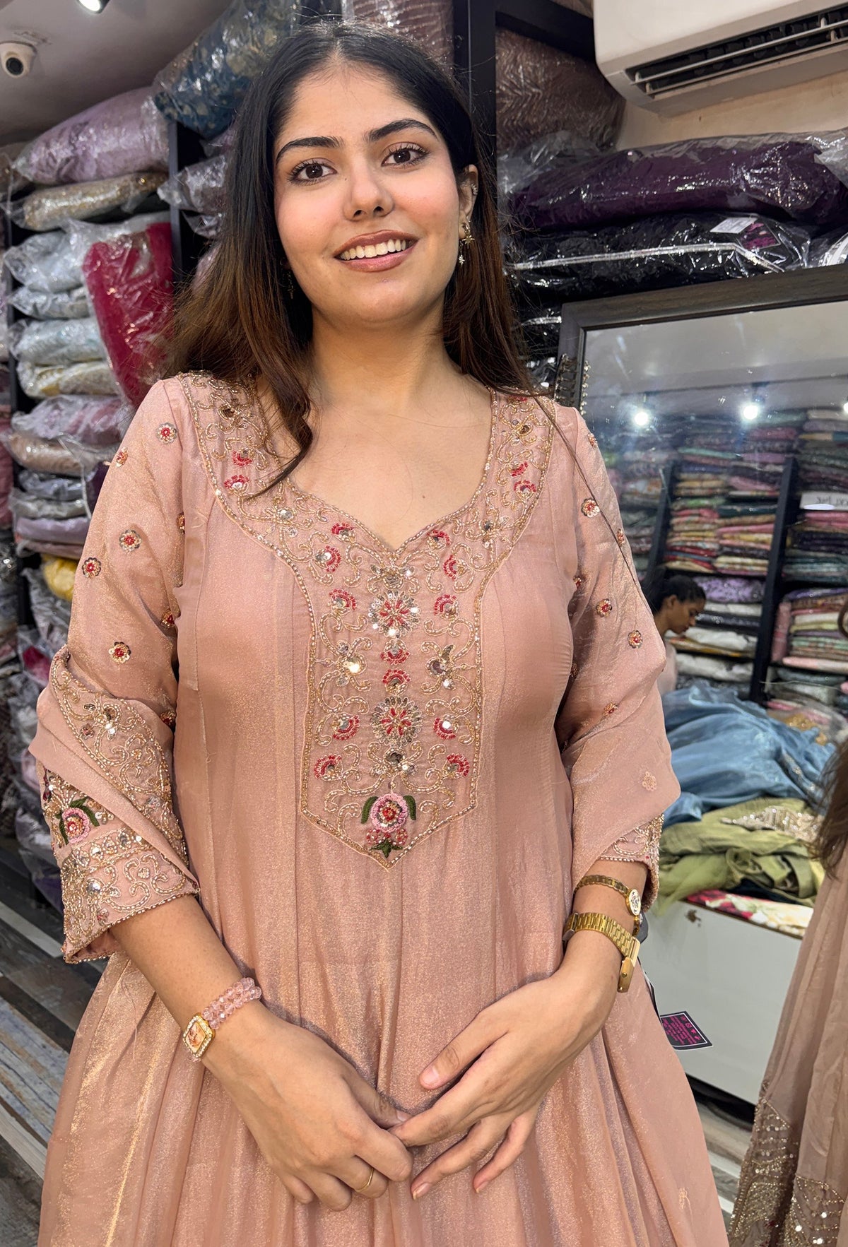 Heavy Hand Work Organza Silk Anarkali Suit with Dupatta
