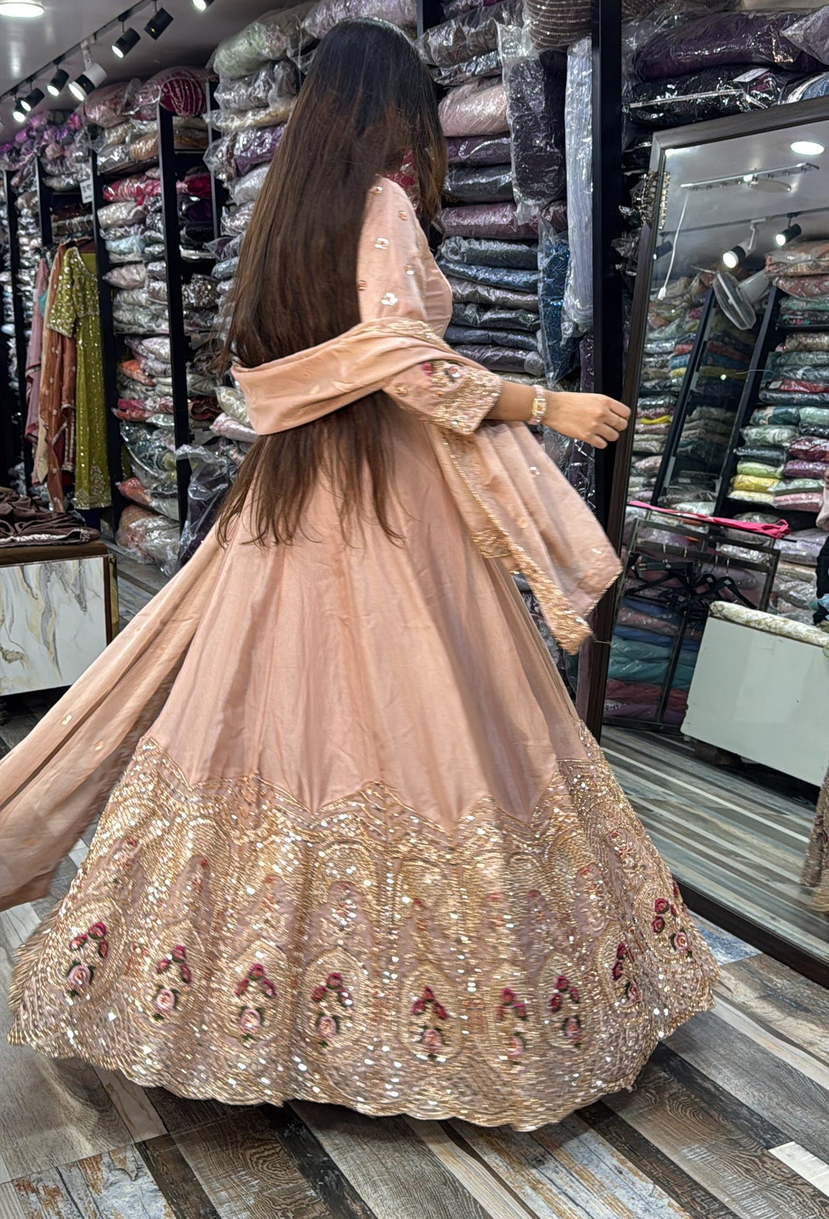 Heavy Hand Work Organza Silk Anarkali Suit with Dupatta