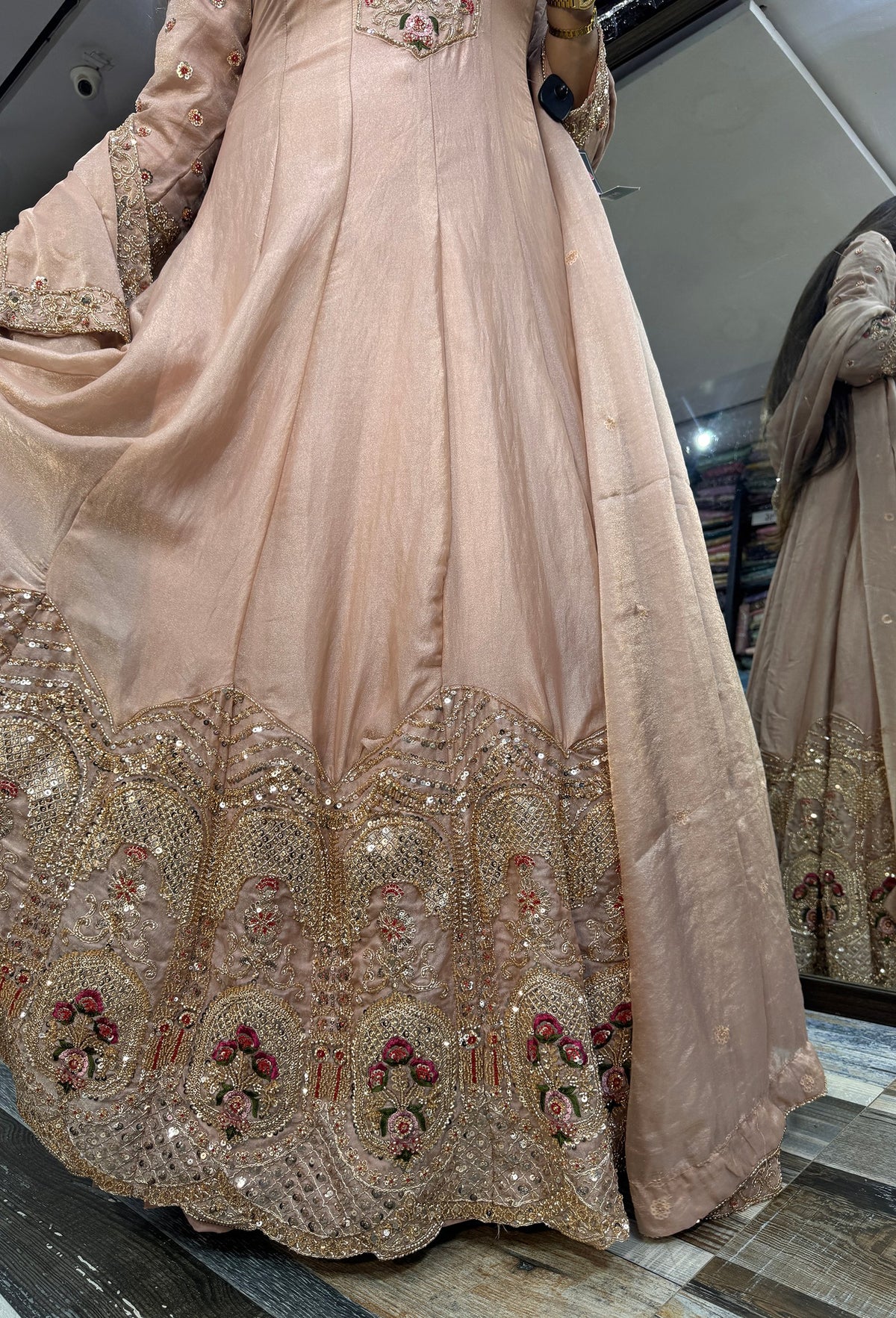 Heavy Hand Work Organza Silk Anarkali Suit with Dupatta