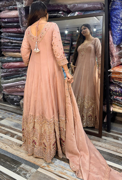 Heavy Hand Work Organza Silk Anarkali Suit with Dupatta