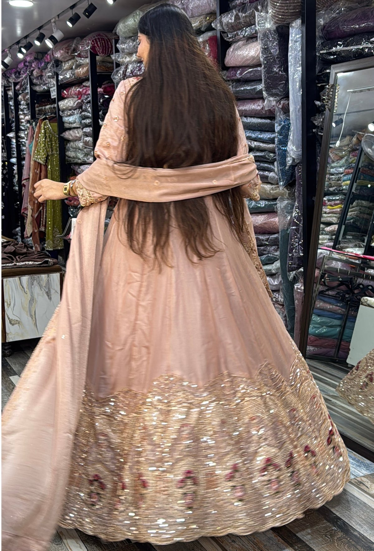 Heavy Hand Work Organza Silk Anarkali Suit with Dupatta