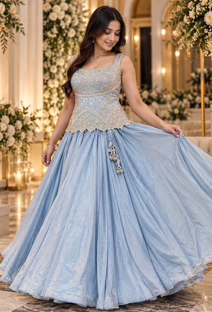 Spaghetti Style Cord-set Sharara Suit with Backless Top & Dupatta