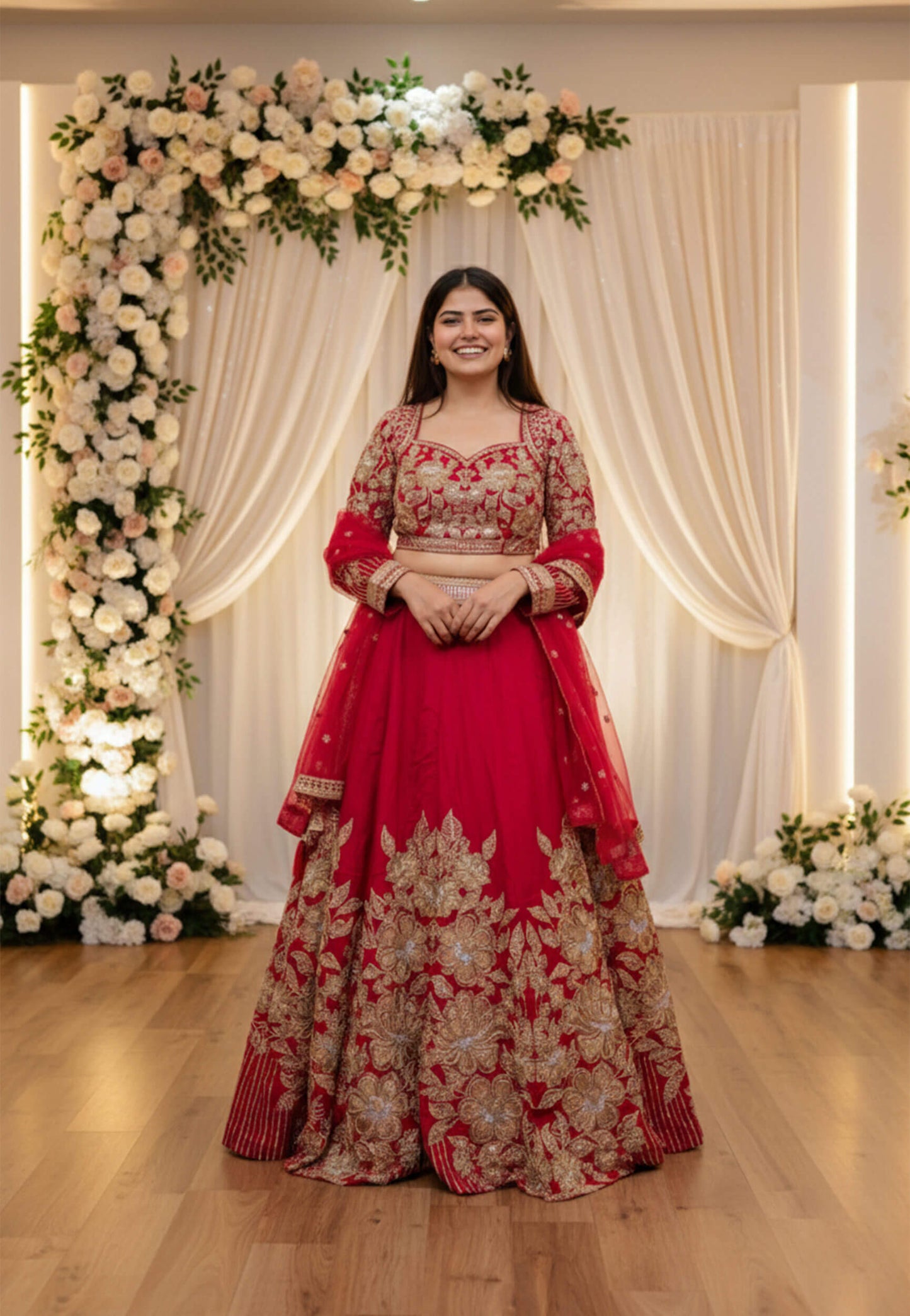 Premium Silk Hand Embroidered Lehenga Choli with Designer Full Sleeve Blouse in Pink
