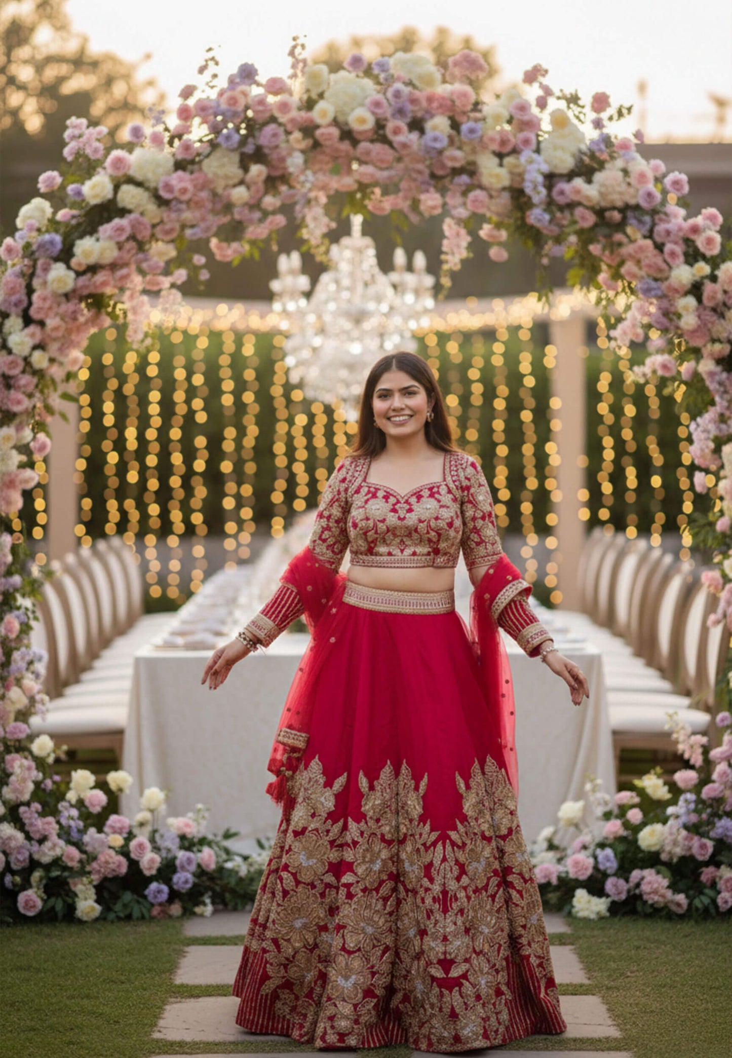 Premium Silk Hand Embroidered Lehenga Choli with Designer Full Sleeve Blouse in Pink