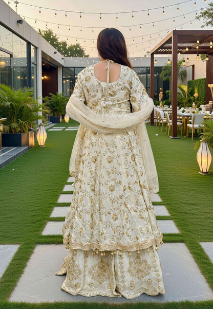 Heavy Indo Western Anarkali Front Cut Style Lehenga with Heavily Embroidered