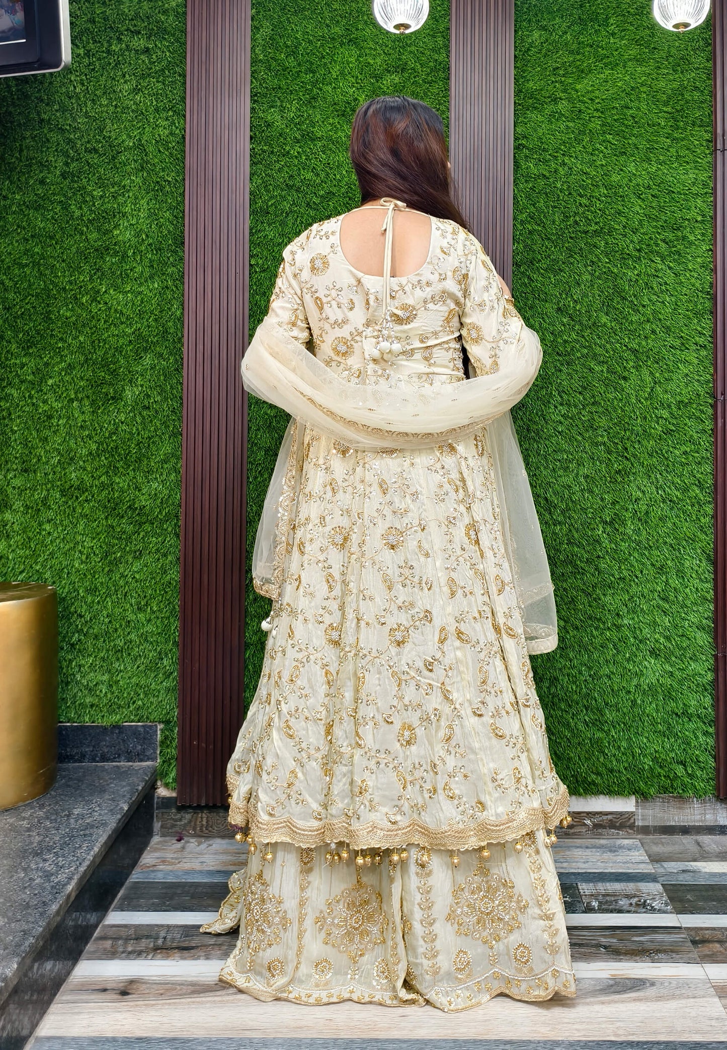 Heavy Indo Western Anarkali Front Cut Style Lehenga with Heavily Embroidered