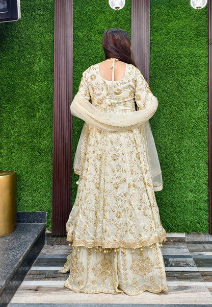 Heavy Indo Western Anarkali Front Cut Style Lehenga with Heavily Embroidered