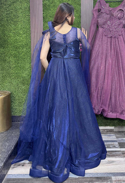 Imported Shimmer Indo-Western Gown with Applique Embellished Design