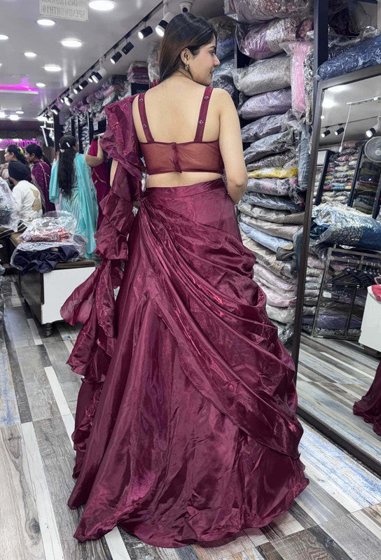 Designer Corset Lehenga Set with Embellished Choli & Organza Drape Silhouette