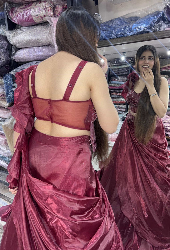 Designer Corset Lehenga Set with Embellished Choli & Organza Drape Silhouette